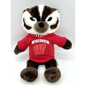 Build A Bear Bucky Badger Mascot University Of Wisconsin Plush 17" W/ Hoodie